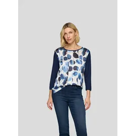 Rabe 3/4-Arm-Shirt RABE, Damen, Gr. 42, pazifik, Web, Obermaterial: 92% Viskose, 8% Elasthan, bedruckt, regular fit taillenbedeckt, U-Boot-Ausschnitt, Shirts 3/4-Arm-Shirt, mit Front-Print