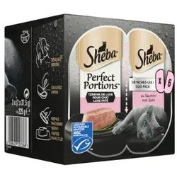 Sheba Perfect Portions Edle Pastete mit Lachs Nassfutter Katze (6 x 37,5 g) Pro 8 Stück