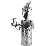 Brubaker Weinflaschenhalter Weihnachtsmann - Weihnachtsdeko Metall - Flaschenständer - mit Grußkarte für Weingeschenk