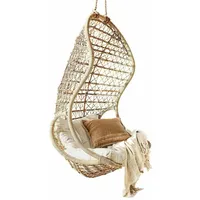 Mirabeau Gartensessel luftiger Hängesessel Tiphanie mit Bananenhanf & Polyrattan braun/beige (komfortabel, inkl. 2 abgesteppte Polsterkissen & Bananenhanf-Seil), Polyrattan Hängesessel, Boho Relaxsessel, B 86cm, H 140cm, T 66cm beige|braun
