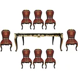 Pompöös by Casa Padrino Barock Luxus Esszimmer Set - Pompööser Barock Esstisch mit Glasplatte und 8 Stühlen mit Glitzersteinen designed by Har...