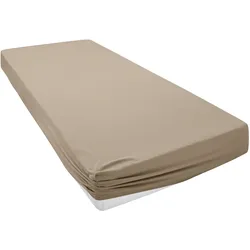 Spannbettlaken HOME AFFAIRE "Cremona, in den Qualitäten: Baumwolle mit Elastan oder Biber", beige, B:200cm L:200cm, Biber, Obermaterial: 100% Baumwolle, Laken, Premium Qualität, Größe ab 90x200 cm