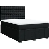 vidaXL Boxspringbett mit Matratze Schwarz 140x200 cm Stoff