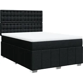 vidaXL Boxspringbett mit Matratze Schwarz 140x200 cm Stoff