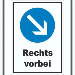Aufkleber Vorgeschriebene Vorbeifahrt rechts A1 (594x841mm)
