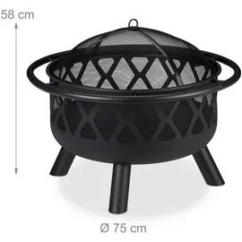 Relaxdays Feuerschale Ø 63,5 cm Schwarz