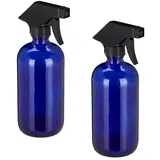 Relaxdays 8 x Sprühflasche Glas, Blau