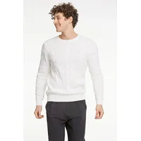 LINDBERGH Rundhalspullover mit stilvollem Zopfmuster Gr. XXL, off white, , 12252152-XXL