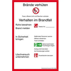 Verbotsschild Aluminium B200xH300 mm Brandschutzverordnung BRD