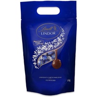 Lindt LINDOR Schokoladen Kugeln feinherb | 1 kg Beutel, wiederverschließbar | ca. 80 Kugeln dunkle | Großpackung, Pralinen-Geschenk, Schokoladengeschenk
