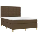 vidaXL Boxspringbett mit Matratze & LED Dunkelbraun 140x200 cm Stoff