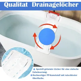 YARDIN Badewannenbrett Badewannensitz Senioren mit Seifenablage und Rot Griff, Einstellbar 70 x 31 cm, max. 150 kg