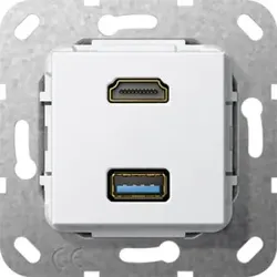 Gira 567903 HDMI USB 3.0 A K-Peitsche Einsatz Reinweiß