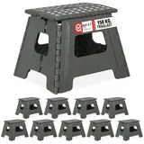 Relaxdays Klapphocker faltbar L hellgrau 10er Set Weiß,Grau