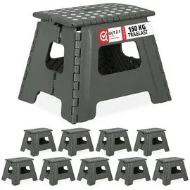 Relaxdays Klapphocker faltbar L hellgrau 10er Set Weiß,Grau