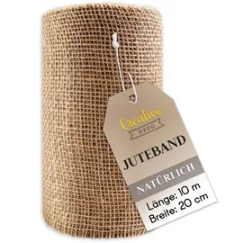 Creative Deco Tischläufer Jute floral Beige/Braun 20 cm x 10 m