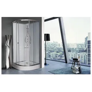 Evenes Komplettdusche Basic Viertelkreis 900 x 900 x 2110 mm R=550 Thermostatmischer + Hand-/Seitenbrause - 93 979 73