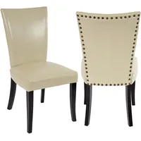 Mendler 2er-Set Esszimmerstuhl Chesterfield, Stuhl Küchenstuhl, Nieten ~ Kunstleder,
