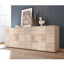 Türen Sideboard in Sonoma Eiche floralem Siebdruck verziert