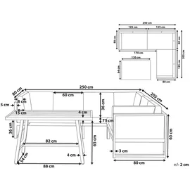Beliani 6-Sitzer Lounge Set Aluminium grau/weiß