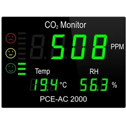 PCE CO2-Messgerät PCE-AC 2000 Raumluftqualität mit Temperatur und Feuchtigkeitsanzeige