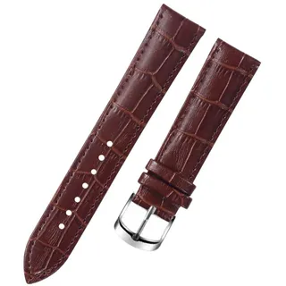 8/10/12/14/15/16/17/18/19/20mm Lederband Dornschließe Uhrenarmband für Männer und Frauen mit Montagewerkzeug, Braun 19mm