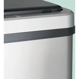 Relaxdays Mülleimer Sensor, 60 l, elektrischer Deckel, Müllbeutelhalter, Küchenmülleimer, Abfalleimer, Silber