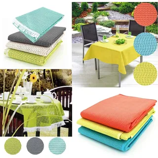 heimtexland Gartentischdecke Outdoor Garten Tischdecke Weichschaum Fransen (Stück 1-tlg), wetterfest I robust I UV-beständig I rutschfest I waschbar grün rund | 160 cm x 160 cm