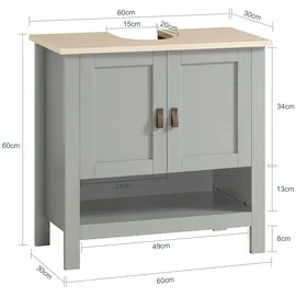 SoBuy Waschbeckenunterschrank Hellgrau 60x60x30cm