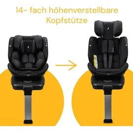 Osann Eno360 SL i-Size , drehbarer Kindersitz 40-150 cm, Reboarder mit Isofix und Standfuß – All Black - Schwarz