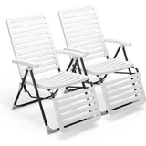Costway Gartenliege 7-Fach verstellbar 2 St. 62 x 200 x 30 cm weiß