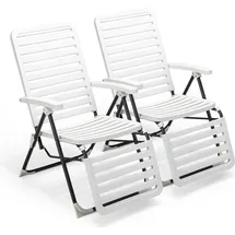 Costway Gartenliege 7-Fach verstellbar 2 St. 62 x 200 x 30 cm weiß
