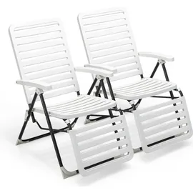 Costway Gartenliege 7-Fach verstellbar 2 St. 62 x 200 x 30 cm weiß