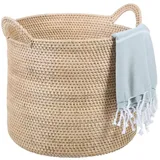 Casa Moro Rattan Korb Elie Natur Aufbewahrung hand geflochten Aufbewahrungskorb mit Henkel Größe XL