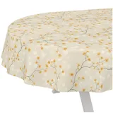 ANRO Tischdecke abwaschbar LANA Magnolie-Chloe Wachstuch 2.0 (Einzelstück 1-tlg), wasserabweisend Magnolie-Chloe Beige Oval 280x140cm beige Oval | 140 cm x 280 cm