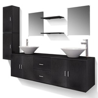 vidaXL 11tlg. Badmöbel-Set Waschbecken Waschtisch Wasserhahn Spiegel Badezimmer