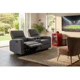 Home Affaire 2-Sitzer TOURNAY, 2er-Kinosofa, Liegesofa, TV-Sessel, Multimedia-Sofa, mit manueller Relaxfunktion, Getränkehalter, Staufach grau