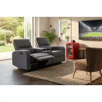 Home Affaire 2-Sitzer TOURNAY, 2er-Kinosofa, Liegesofa, TV-Sessel, Multimedia-Sofa, mit manueller Relaxfunktion, Getränkehalter, Staufach grau