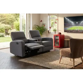 Home Affaire 2-Sitzer HOME AFFAIRE "TOURNAY, 2er-Kinosofa, Liegesofa, TV-Sessel, Multimedia-Sofa", grau (dunkelgrau), B:163cm H:96cm T:93cm, Sofas, mit manueller Relaxfunktion, Getränkehalter, Staufach