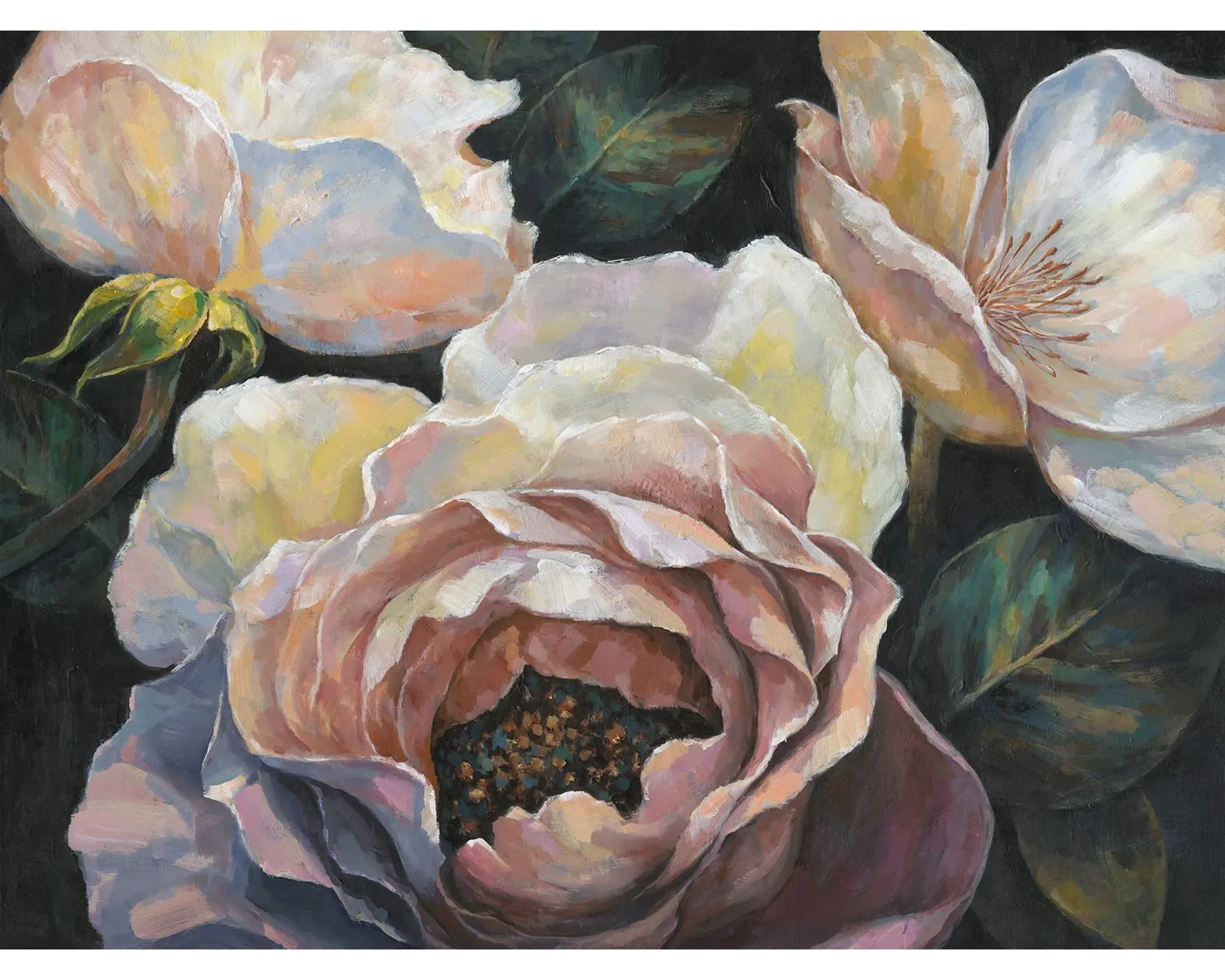 La Casa »3 Rosen« Ölbild handbemalt 120x90 cm auf Leinwand