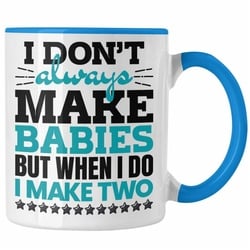 Trendation Tasse Vater von Zwillingen Geschenk Tasse Geschenkidee Kaffeetasse blau