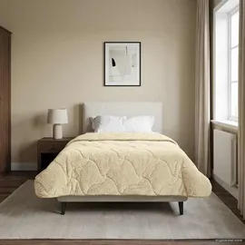 vidaXL Ganzjahresbettdecke Gepolstert Creme 135 x 220 cm