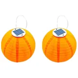 Youning Lampions Solar Außen Wetterfest 30cm Solar Lampion Outdoor Solar LED Laterne Hängende Wasserdicht Nylon Gartenlampions Außenlaternen Solarlampions für außen (2PCS Orange)