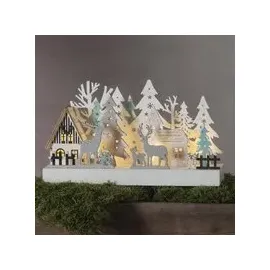 Star Trading LED Schwibbogen Reinbek beige Holz batteriebetrieben beleuchtet