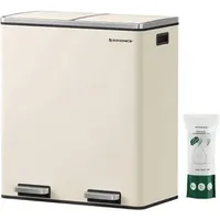 Songmics Mülleimer 2 x 30 l Cremeweiß