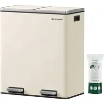 Songmics Mülleimer 2 x 30 l Cremeweiß