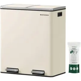 Songmics Mülleimer 2 x 30 l Cremeweiß