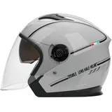 LIONCIANO Motorradhelm Mit Doppelvisier, Jet-Helm für Roller, Scooter, Moped, Mofa, Chopper - Retro Vespa Vintage (Grau)