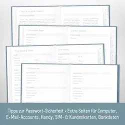 PAPER&YOU Passwort-Organizer A6+ Blue Gingko 10006-6 m.Register A-Z