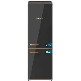 Cecotec Bolero CoolMarket Combi Origin 300 Retro-Kühl-Gefrierkombination (300 l, 1915 mm hoch, Schwarz)